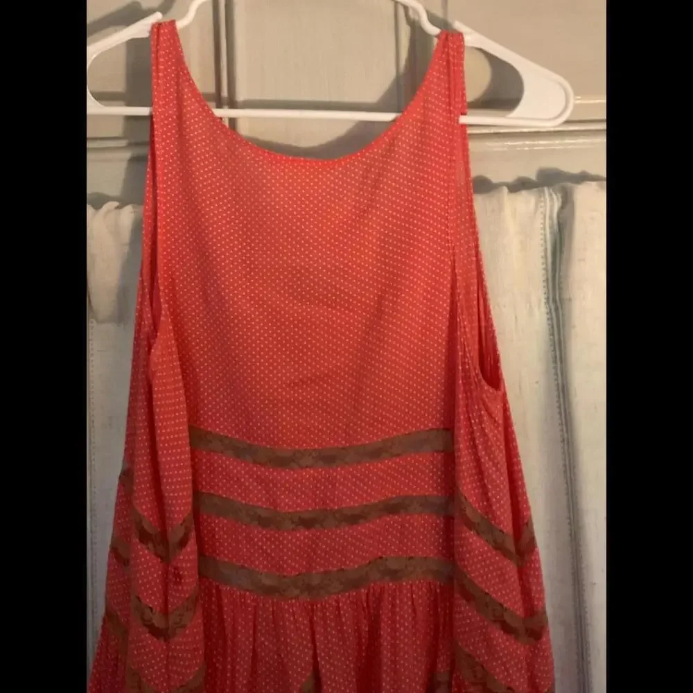 Intimately Free People Coral Polka dot Lounge and Lingerie  lace inserts Size XS